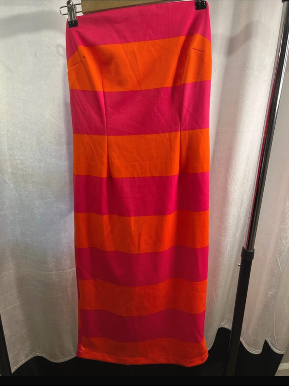 New York & Company Hot Pink and Orange Wide-Stripe Maxi Skirt